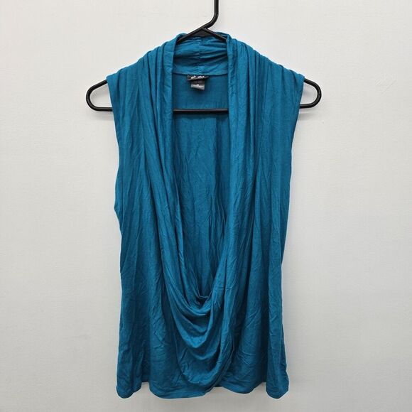 Dots Y2K  Sleeveless Blouse Top Teal Size Medium (A58) - Picture 1 of 4